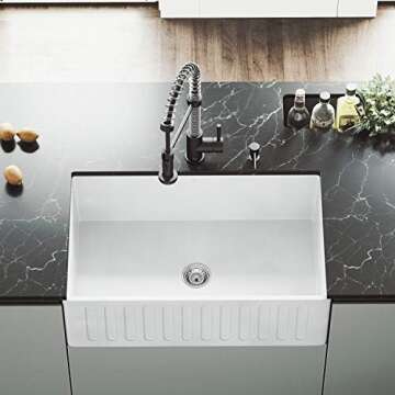 Stylish VIGO 30" Matte Stone Farmhouse Kitchen Sink