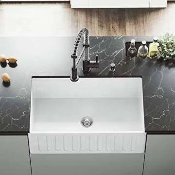 Stylish VIGO 30" Matte Stone Farmhouse Kitchen Sink