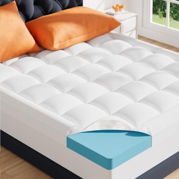 Dual Layer Memory Foam Mattress Topper Cal King,2 Inch Gel Memory Foam and 1 Inch Cooling Pillow Top...