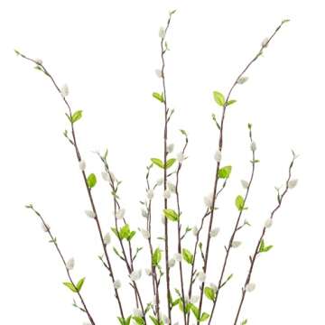 Vickerman 36" Artificial Gray Pussy Willow Bush - 36-inch Faux Floral Stems for Elegant Decor - Real...