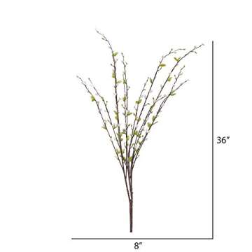 Vickerman 36" Artificial Gray Pussy Willow Bush - 36-inch Faux Floral Stems for Elegant Decor - Realistic Pussywillow Branches for Vases - Maintenance-Free
