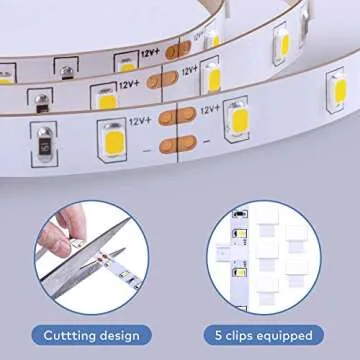 Govee 32.8ft White LED Strip Lights, 6500K Dimmable LED Light Strip with Control Box, Bright 600 LEDs, Daylight White Lights for Mirror, Under Cabinet, Living Room, Study, Wardrobe, 2 Rolls of 16.4ft
