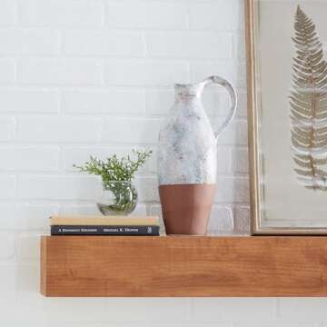 The Novogratz Ceramic Handmade Decorative Vase Centerpiece Vase with Terracotta Accents, Flower Vase for Home Decoration 5" x 7" x 14", White