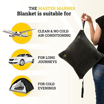 MasterManner Travel Blanket with Hoodie for Ultimate Comfort