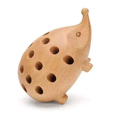 Hedgehog Wooden Pencil Holder Animal Pen Storage Stationery Organizer for Office