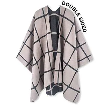 Women Poncho Shawl Cardigan Open Front Elegant Cape