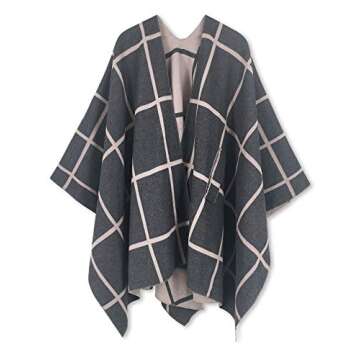 Women Poncho Shawl Cardigan Open Front Elegant Cape