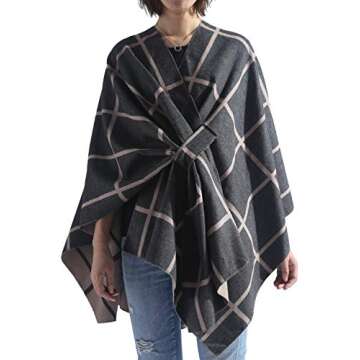 Women Poncho Shawl Cardigan Open Front Elegant Cape