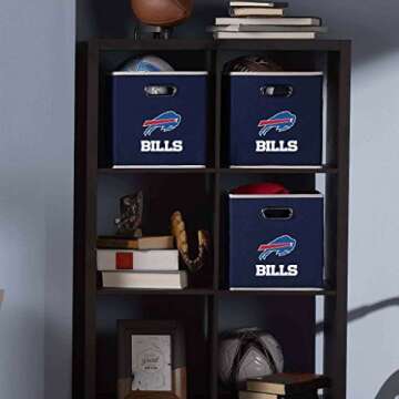 Franklin Sports Buffalo Bills NFL Storage Bin - Collapsible Cube Container + Storage Basket - NFL Of...
