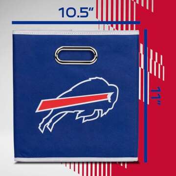Franklin Sports Buffalo Bills NFL Storage Bin - Collapsible Cube Container + Storage Basket - NFL Office, Bedroom + Living Room Décor - 11"x11"