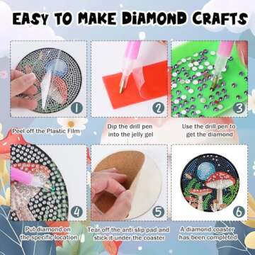 Sitsink Mushroom Diamond Art Coasters DIY Kits - 8 Pcs