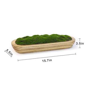 NAHARO Moss Wood Bowl,Natural Oblong Decorative Dough Bowl, Artificial Moss Bowl Centerpiece for Wedding Table Centerpiece, Home Decoration, Living Room, Office, No Maintenance