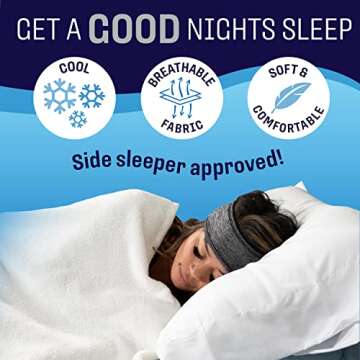 CozyPhones Sleep Headphones - Wireless Over Ear Headphones from Ultra Thin Cool Mesh Chordless Head Phones for Side Sleepers, Meditation, Running, Laptop, and Phone - Gray Lycra