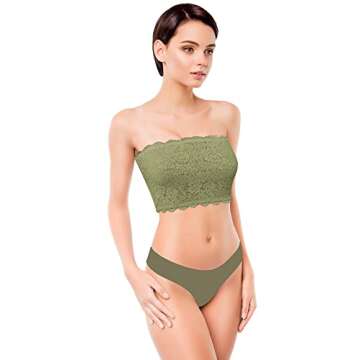4 Pieces Women Lace Bandeau Bra Tube Top Elastic Strapless No Sponge Pad No Underwire Bra for Daily ...