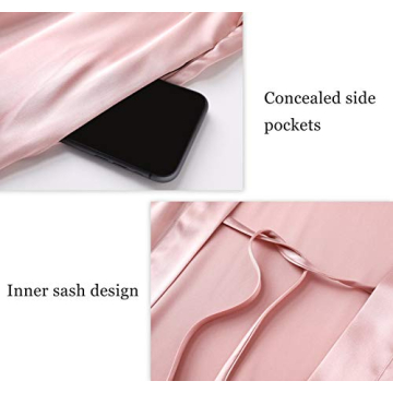 Luxury PRODESIGN Satin Kimono Robe with Feather Trim