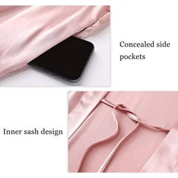 Luxury PRODESIGN Satin Kimono Robe with Feather Trim