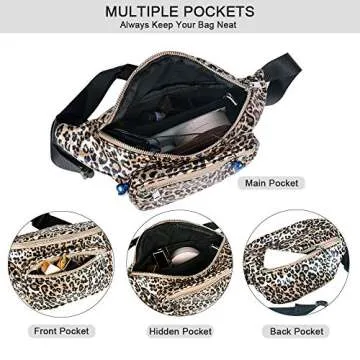 Geestock Leopard Fanny Packs, Fashionable PU Leather Belt Bag for Women, Cute Waist Pack Bag Bum Bag with Adjustable Belt for Rave, Festival, Travel, Party (Leopard Print)