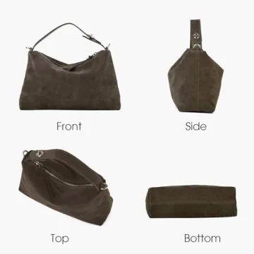 DONNAIN Premium Suede Leather Crossbody Bags for Women, Slouchy Suede Shoulder Bag with Adjustable Strap and Tote Handbag (Taupe)