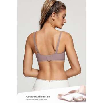 Vertvie Womens Seamless Wireless Bras No Underwire Comfortable Deep V Mesh Bralettes Push Up Bras Full Coverage Everyday Bra(Grey,Medium)