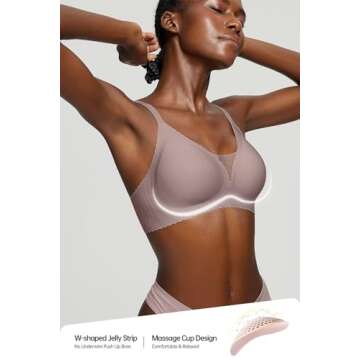 Vertvie Womens Seamless Wireless Bras No Underwire Comfortable Deep V Mesh Bralettes Push Up Bras Full Coverage Everyday Bra(Grey,Medium)