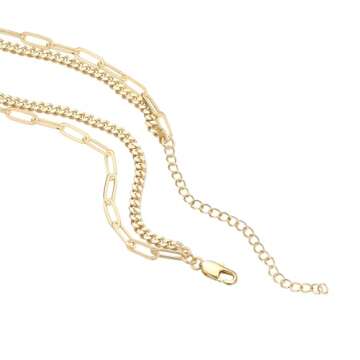 PAVOI 14K Gold Plated Double Chain Necklace for Women