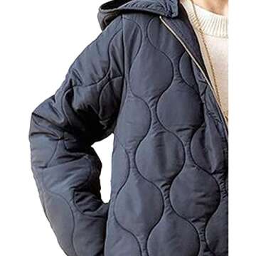 Sexyshine Women's Diamond Quilted Jacket Zipper Up Hooded Long Lightweight Padding Down Coat with Pockets,23918BL