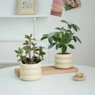 SANDYBAYTAS 4.5 Inch Ceramic Plant Pot – Unique Design!