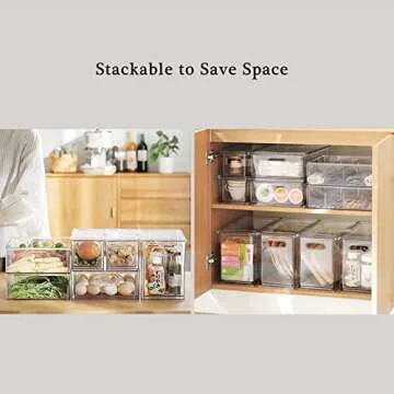 Vonbryzy Stackable Refrigerator Organizer Bins for Food Storage
