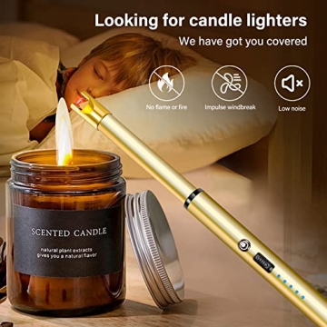 Navpeak Candle Lighter Windproof Electric Rechargeable Gold