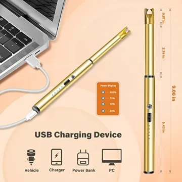 Navpeak Candle Lighter Windproof Electric Rechargeable Gold