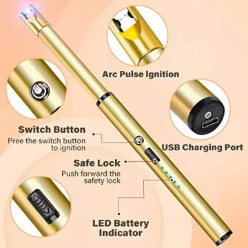 Navpeak Candle Lighter Windproof Electric Rechargeable Gold
