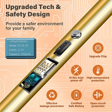 Navpeak Candle Lighter Windproof Electric Rechargeable Gold