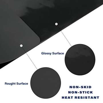 Gartful Black Extra Large Silicone Mat, 23.6 x 15.7 inches Silicone Craft Sheet, Resin Casting Molds Mat, Countertop Protector, Placemat Table Saver Pad, Reusable Nonstick Nonskid