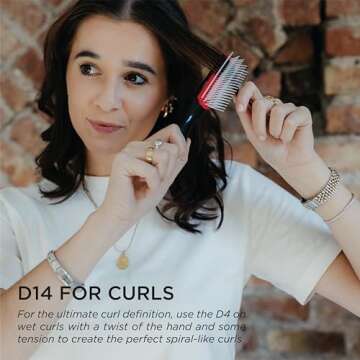 Denman Curly Hair Brush D14 (Black) 5 Row Styling Brush for Detangling, Separating, Shaping and Defining Curls, Fringes & Bangs - For Women and Men