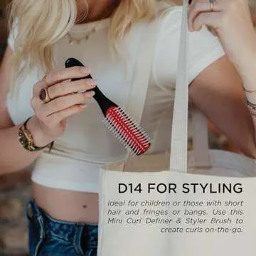 Denman Curly Hair Brush D14 (Black) 5 Row Styling Brush for Detangling, Separating, Shaping and Defining Curls, Fringes & Bangs - For Women and Men