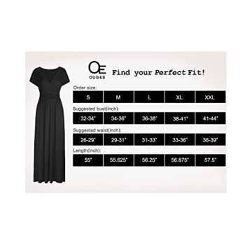 OUGES Womens Short Sleeve V-Neck Wrap Waist Maxi Dress(Royal Blue394,S)