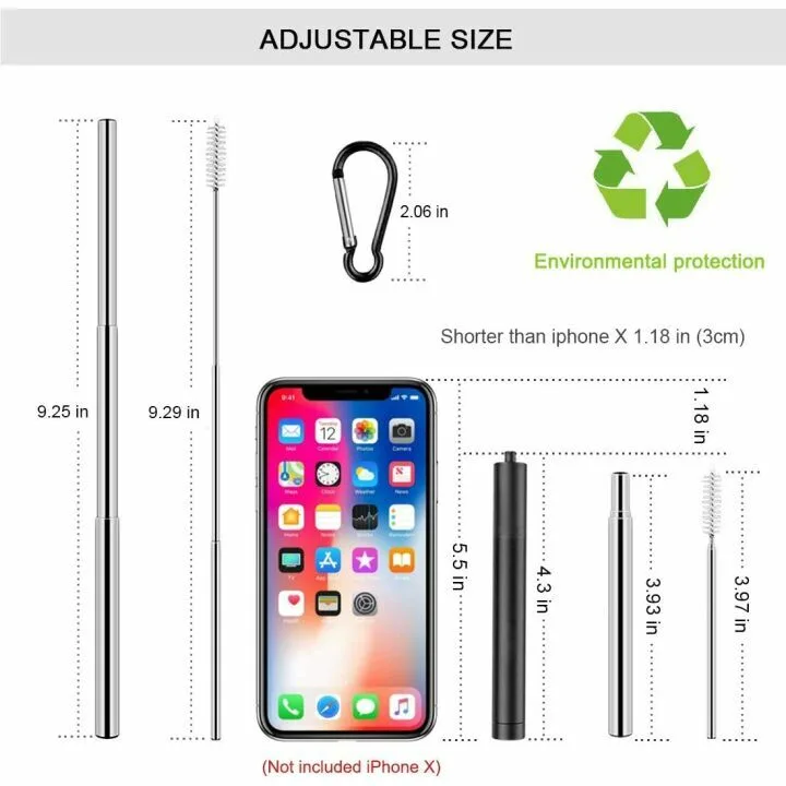 Collapsible Metal Straws Set - Eco Friendly 2 Pack