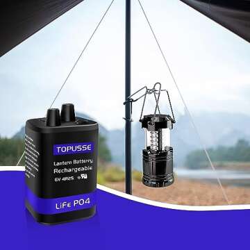 TOPUSSE Rechargeable 6 Volt Battery with Charger for Lanterns