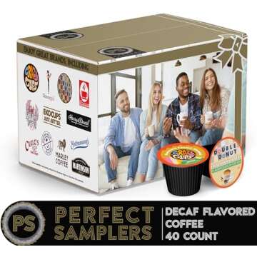 Flavored Decaf Coffee Pods Variety Pack - 40 Count Assortment for Keurig K Cups