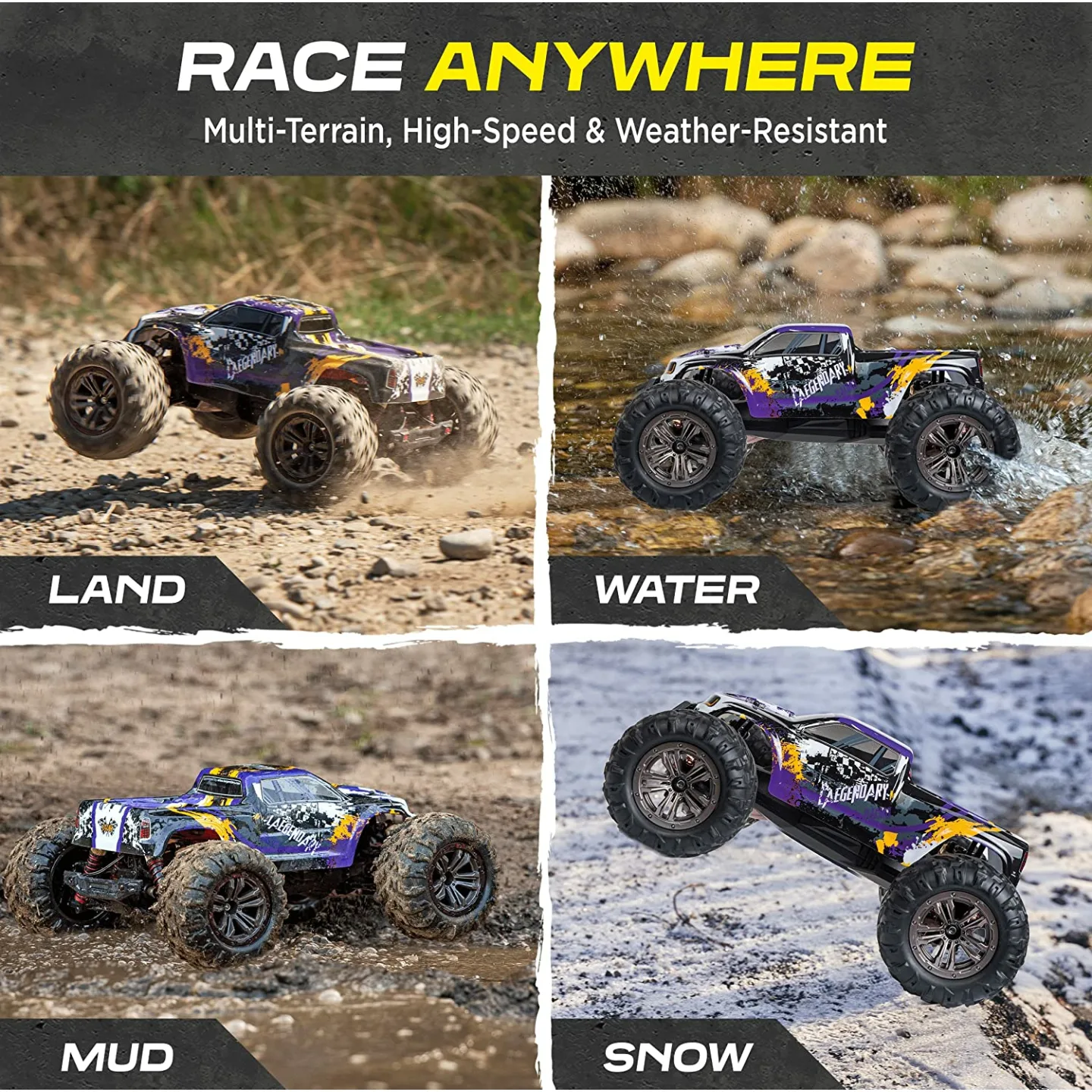 Fast 4x4 RC Cars - Off-Road Waterproof Truck
