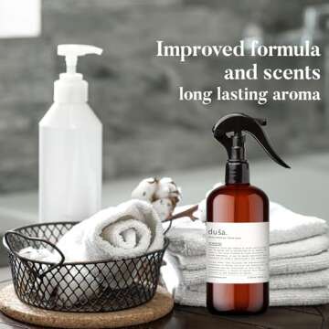 Dusa Santal Room Spray - 16.9 fl oz - Ultimate Home Fragrance, Bed Room Essentials & Soothing Fabric - Natural Air Freshener & Linen Mist for Home - Eco-Friendly Odor Eliminator w/Aromatherapy