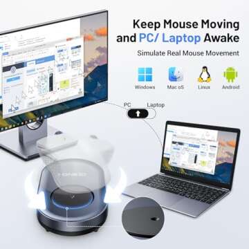 HONKID Undetectable Mouse Mover Jiggler with ON/Off Switch and USB Port Drive-Free,Simulate Physical Automatically Mouse Movement,Prevent Computer Laptop Inactive/Lockdown