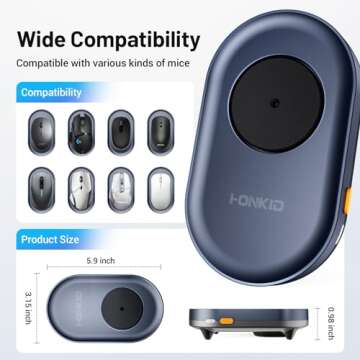 HONKID Undetectable Mouse Mover Jiggler with ON/Off Switch and USB Port Drive-Free,Simulate Physical Automatically Mouse Movement,Prevent Computer Laptop Inactive/Lockdown