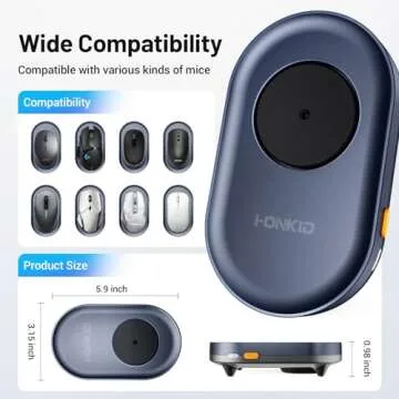 HONKID Undetectable Mouse Mover Jiggler with ON/Off Switch and USB Port Drive-Free,Simulate Physical Automatically Mouse Movement,Prevent Computer Laptop Inactive/Lockdown