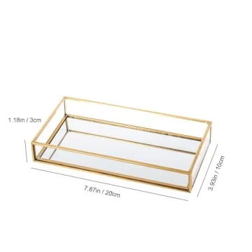 Elegant Gold Glass Vanity Tray for Perfume and Jewelry
