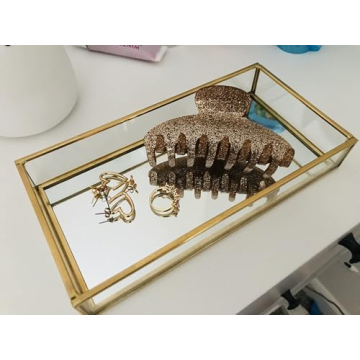 Elegant Gold Glass Vanity Tray for Perfume and Jewelry