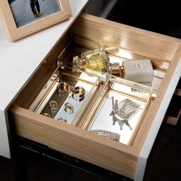 Elegant Gold Glass Vanity Tray for Perfume and Jewelry