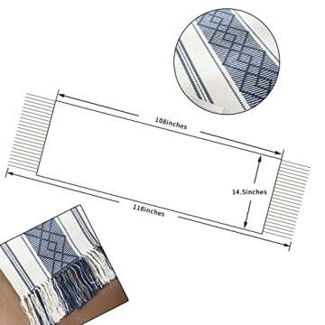 LUFEIJIASHI Woven Table Runners Farmhouse Style Boho Table Runners 108 inches Long with Tassels Eleg...