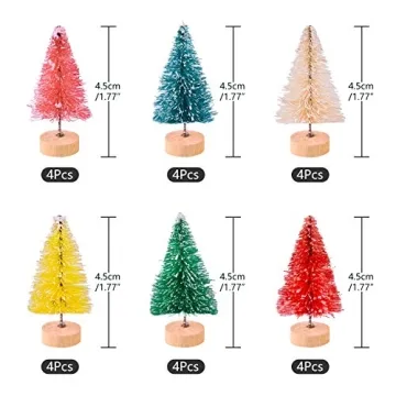 KUUQA 24Pcs Mini Sisal Trees for Creative Holiday Decor