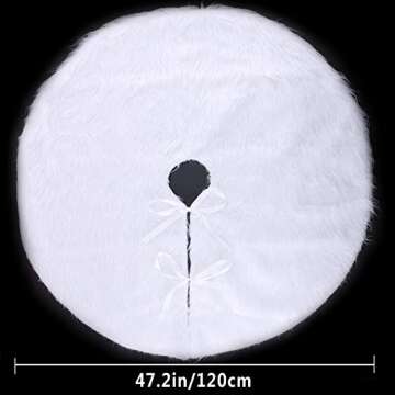 Blovec 48inch White Plush Christmas Tree Skirt